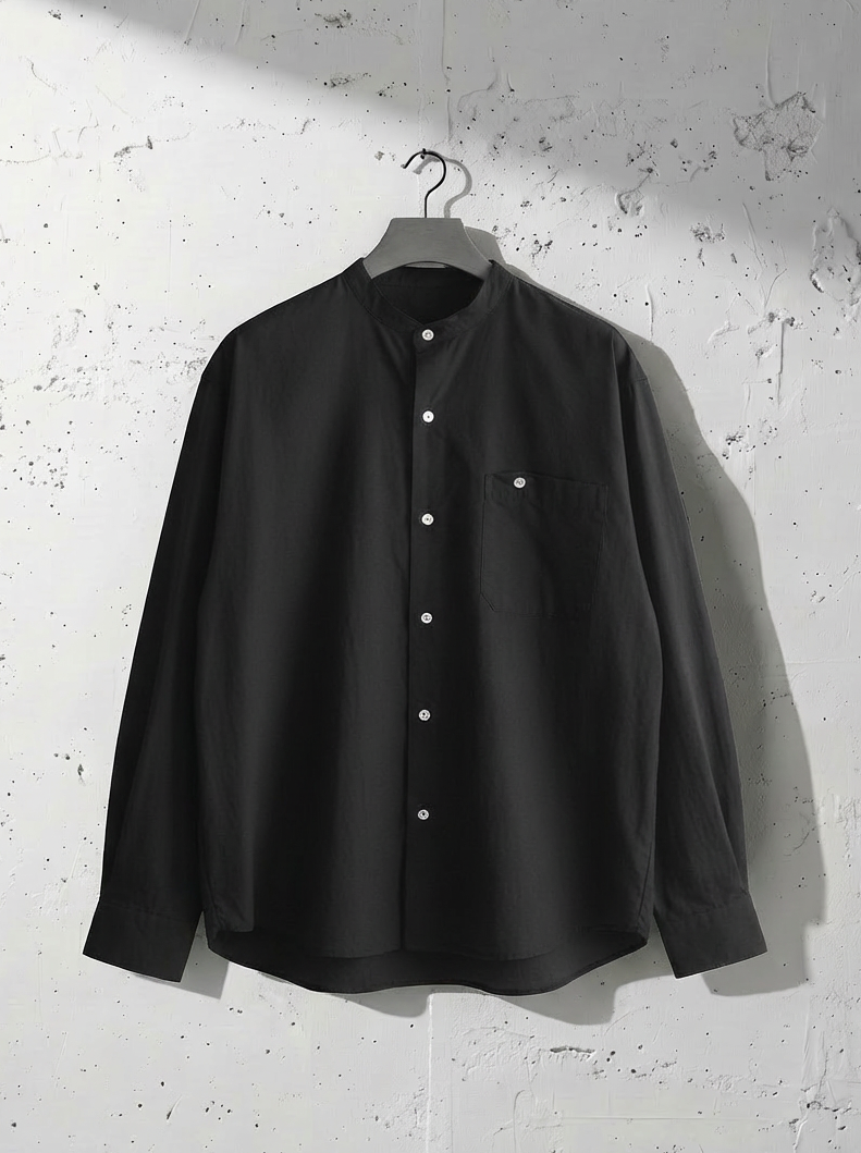 Zen Minimalist Stand Collar Shirt｜BM-T-113 – BOZBRO