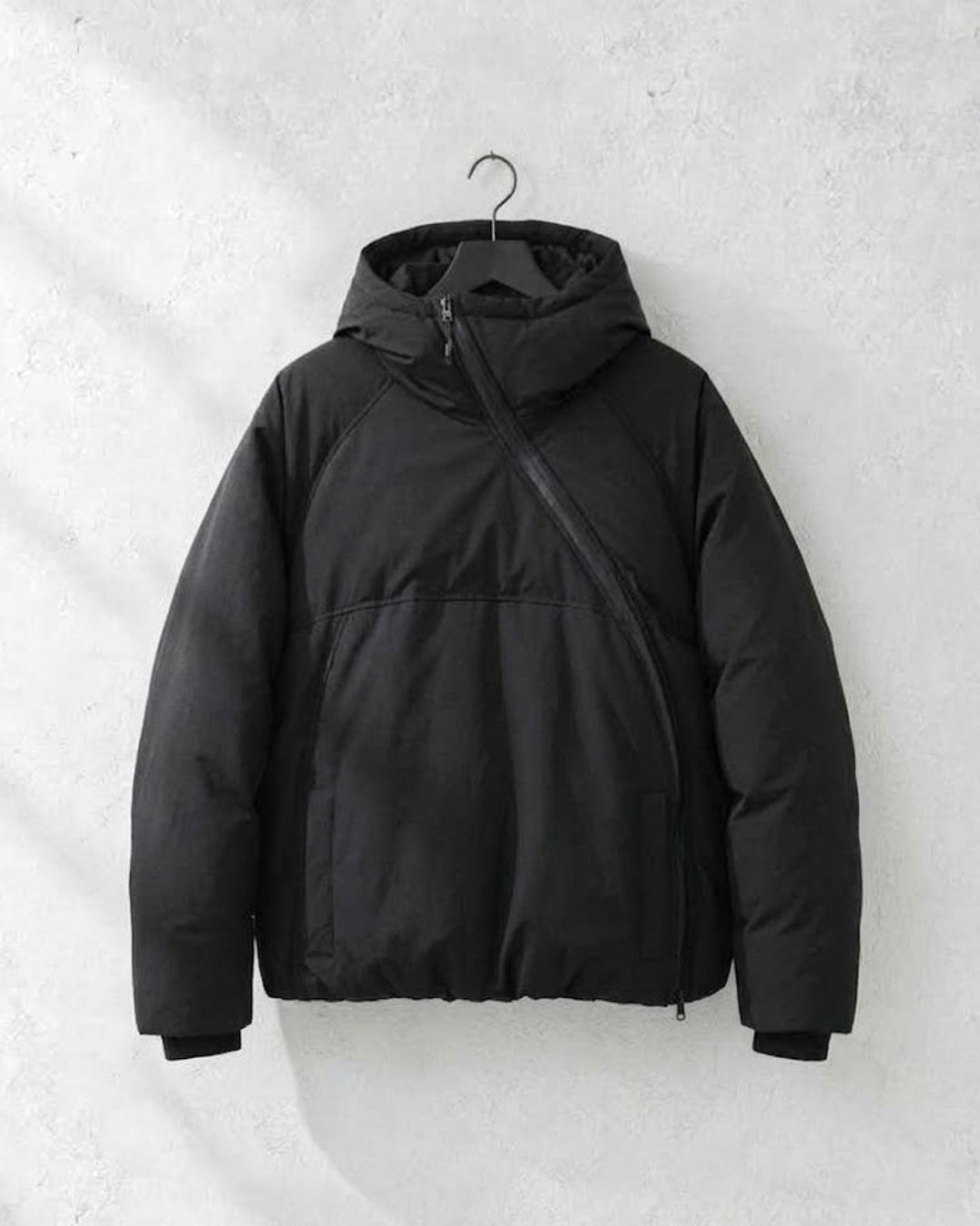 Diagonal Zip Hooded Padded Jacket｜BM-O-151 – BOZBRO
