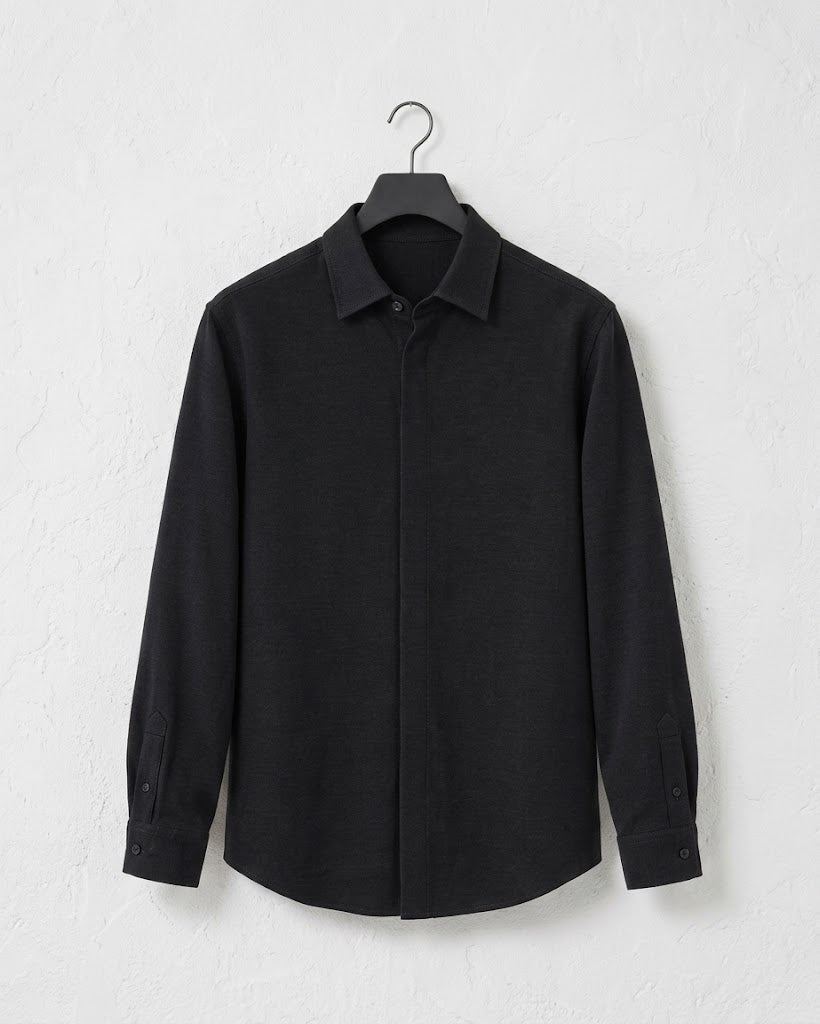 Texture Hidden Placket Shirt|BM-T-178