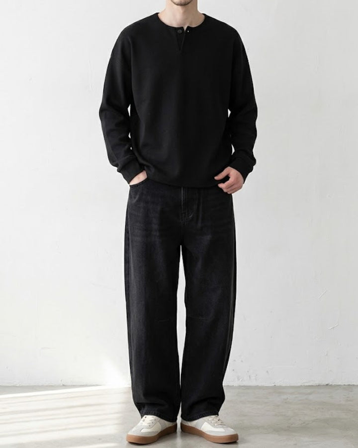 Henley Twill Cotton Relaxed Tee｜BM-T-187