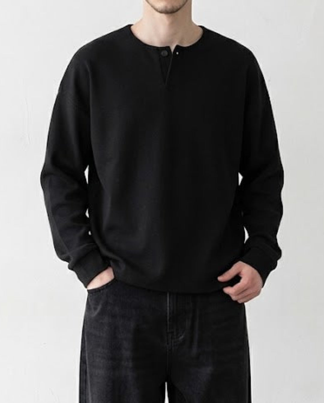 Henley Twill Cotton Relaxed Tee｜BM-T-187