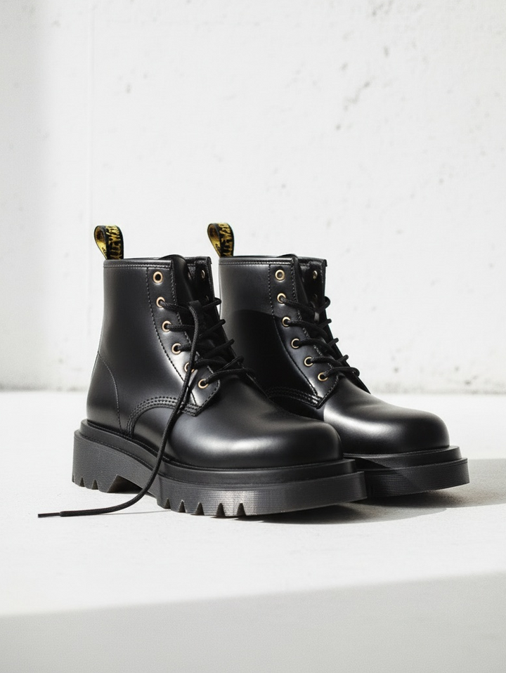 High-Top Black Leather Derby Shoes｜BM-SH-12