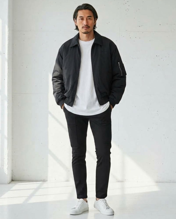 Retro Collared Padded Bomber Jacket｜BM-O-147