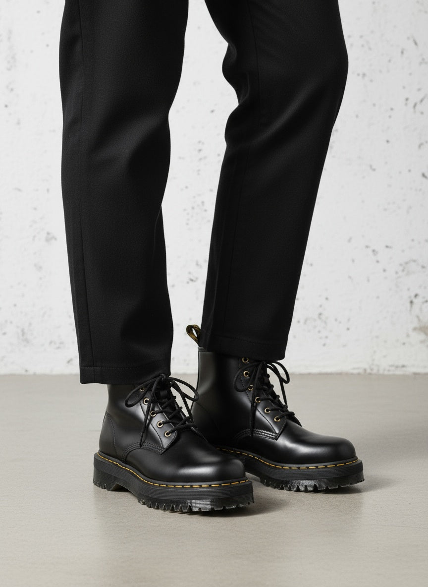 High-Top Black Leather Derby Shoes｜BM-SH-12