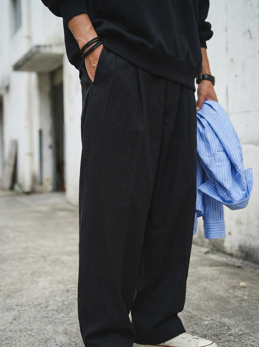 Double Pleats Draped Wide Pants ｜BM-B-122