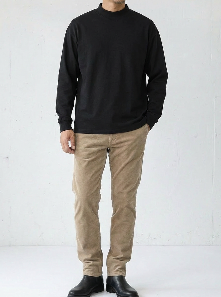 Premium 300g Cotton Mock Neck Long Sleeve｜BM-T-140