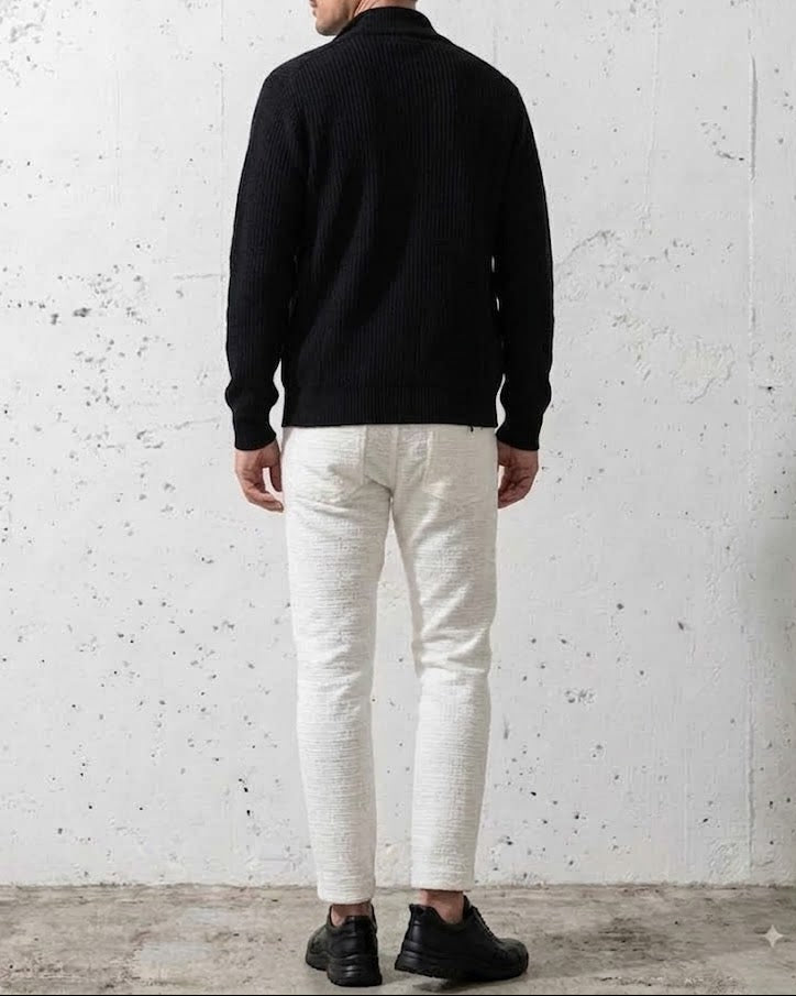 Dense-Rib Stand Collar Zip Knit｜BM-T-180