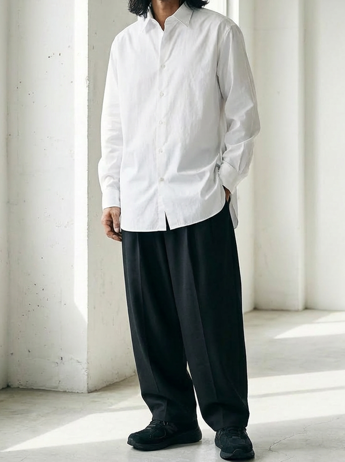 Double Pleats Draped Wide Pants ｜BM-B-122