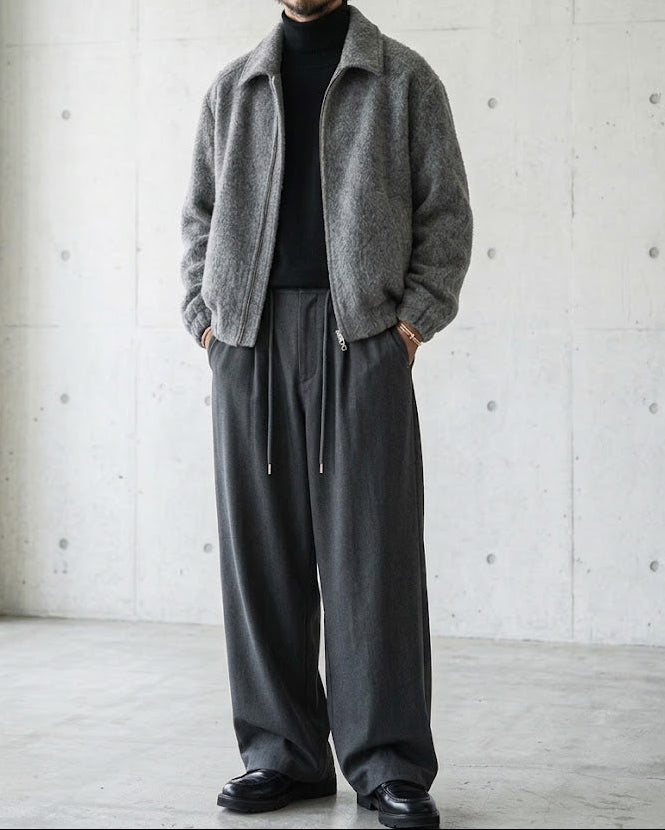 Textured Vintage Arc Silhouette Trousers｜BM-B-155