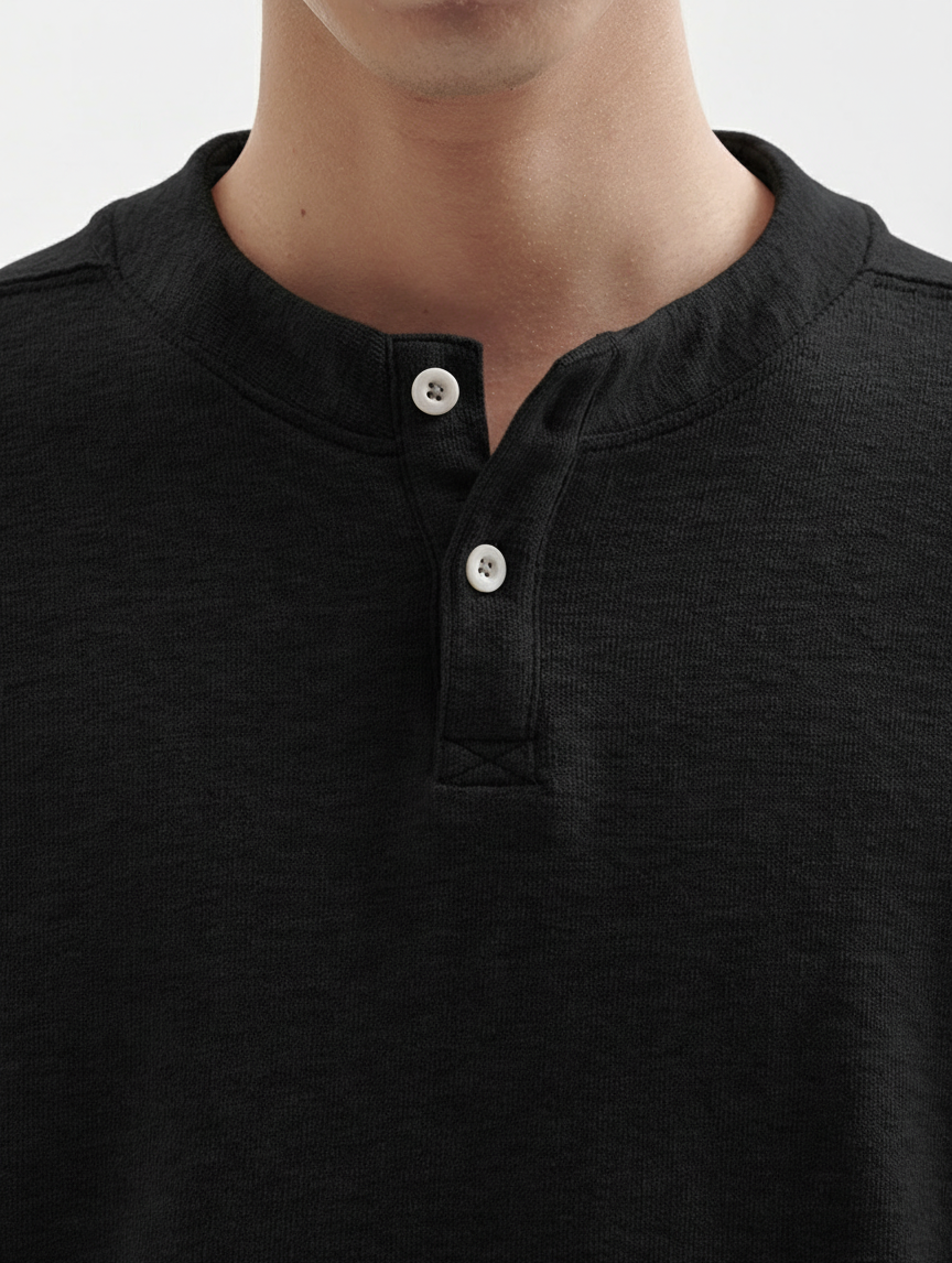 Henley Neck Long Sleeve T-Shirt｜BM-T-114