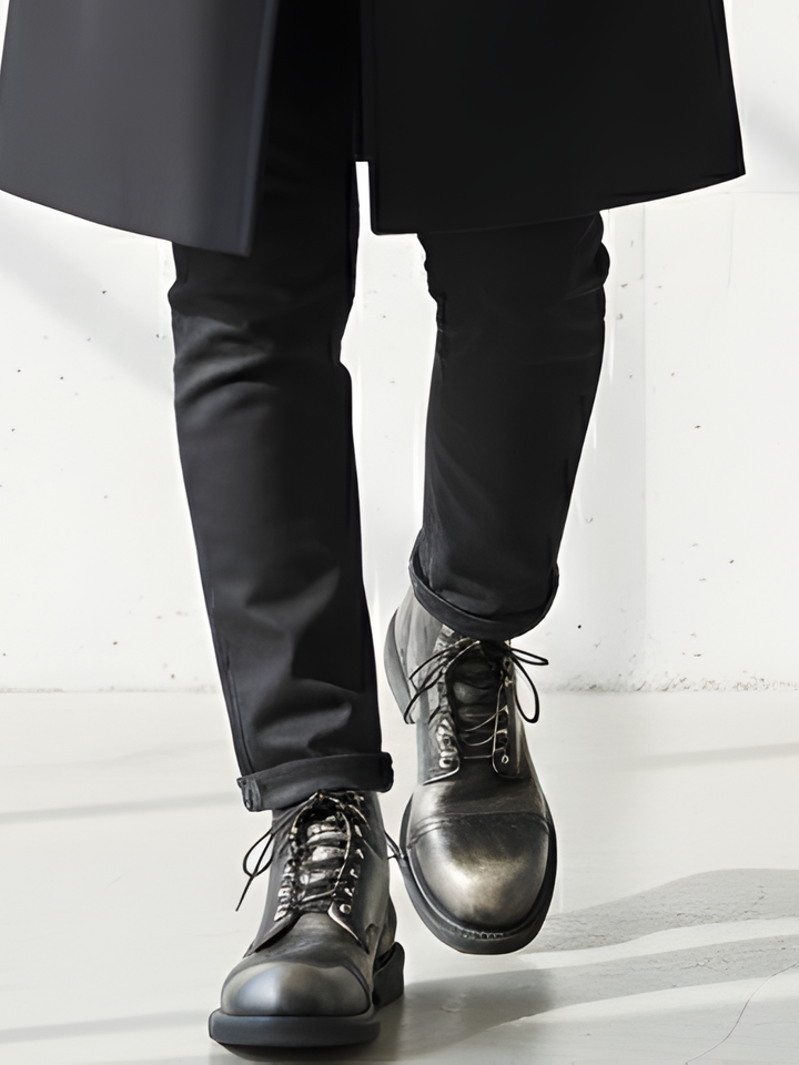 Black Custom Edition Leather Combat Boots｜BM-SH-19