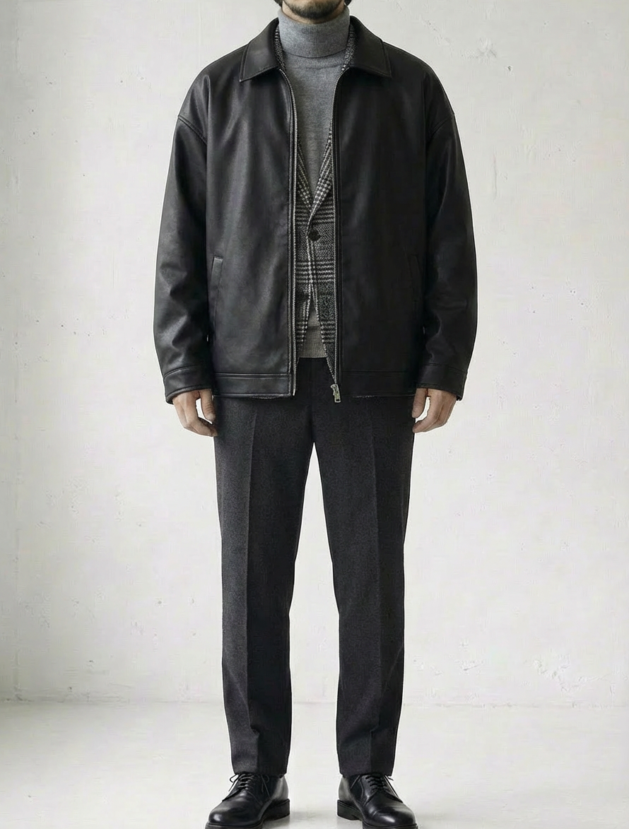 Smooth Leather Varsity Jacket｜BM-O-137