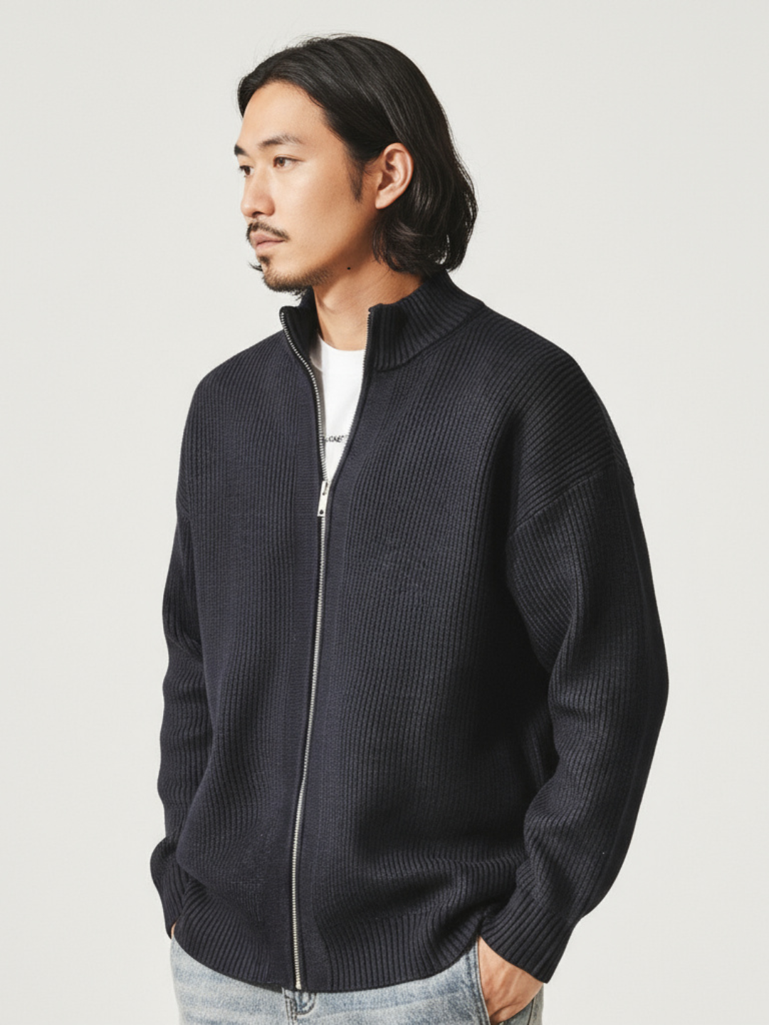 Warm Mock Neck Zipper Knit ｜BM-T-105