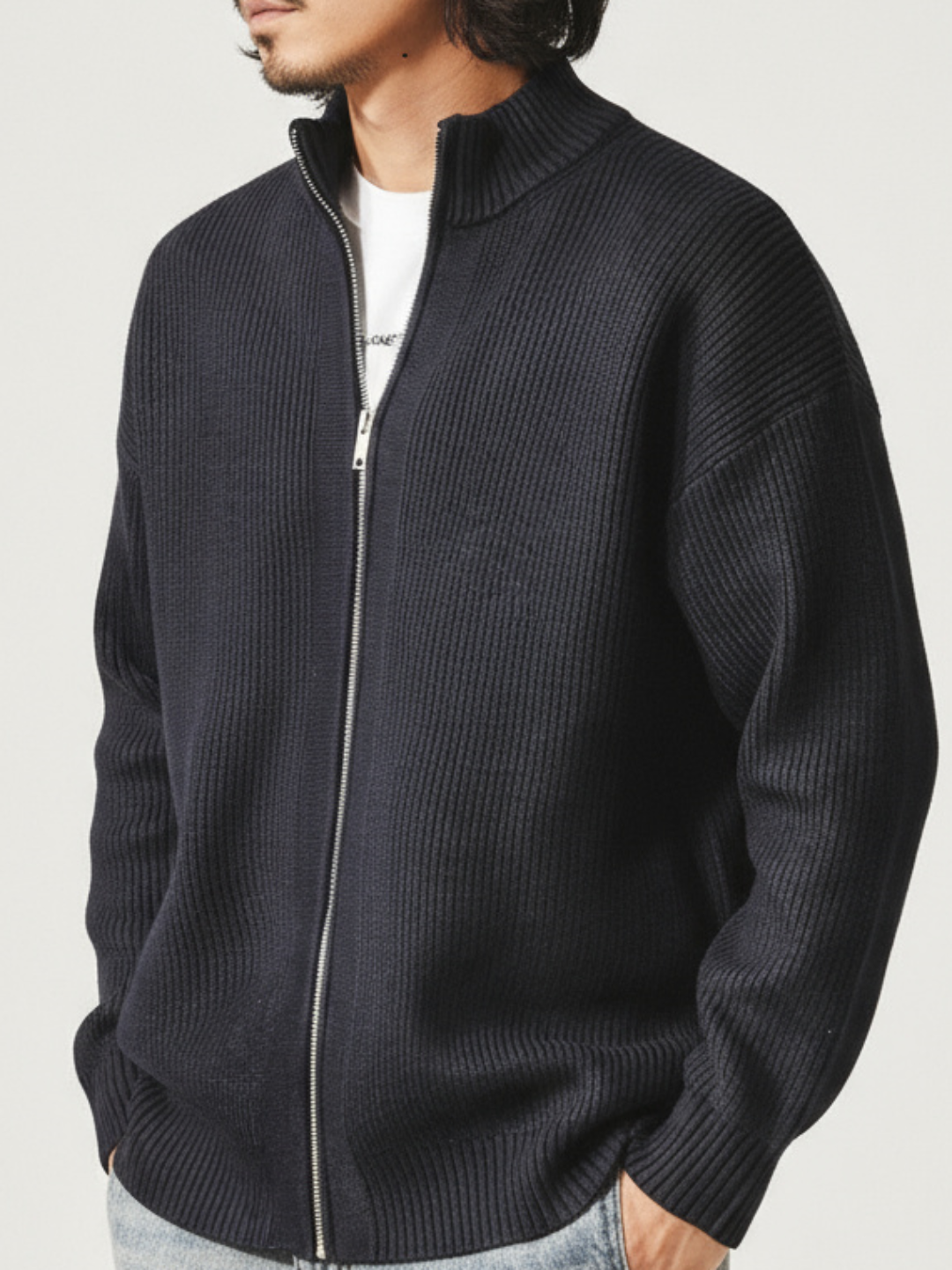 Warm Mock Neck Zipper Knit ｜BM-T-105