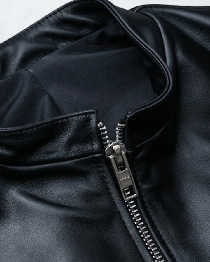 Genuine Collar Black Leather Jacket｜BM-O-152