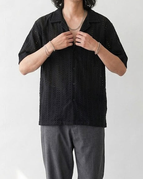 Breathable Mesh Cuban Urban Black Shirt｜BM-T-172