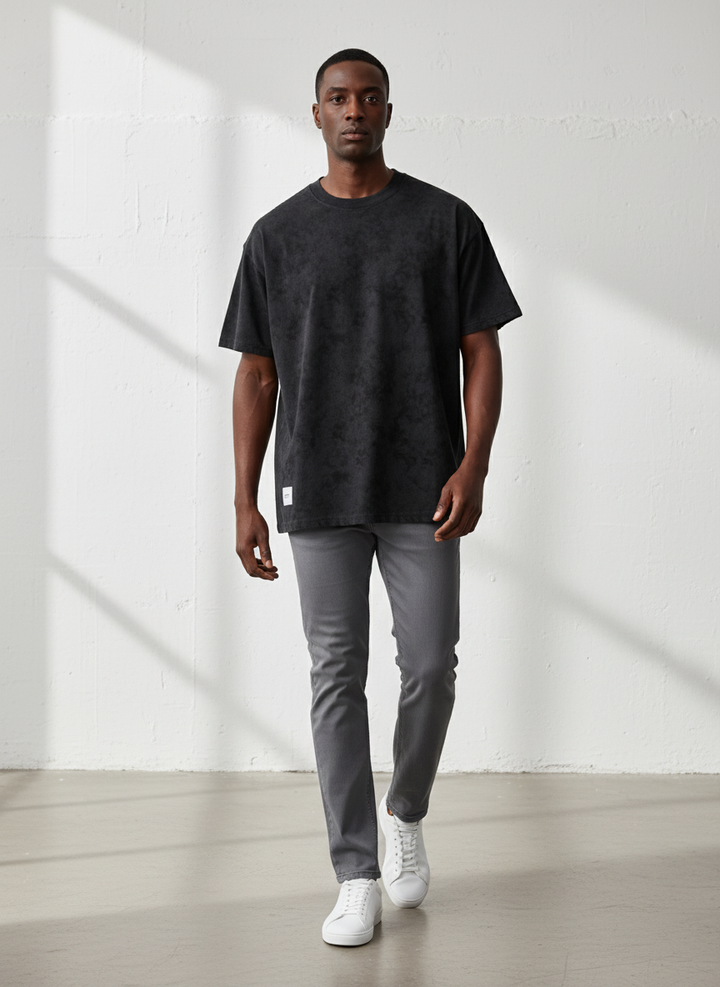 Vintage Texture Washed Half Sleeve Tee｜BM-T123