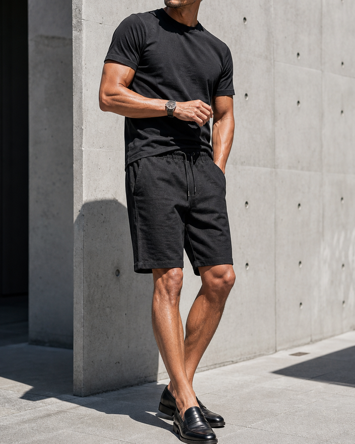 Relaxed Knee-Length Pure Linen Shorts｜BM-B-147