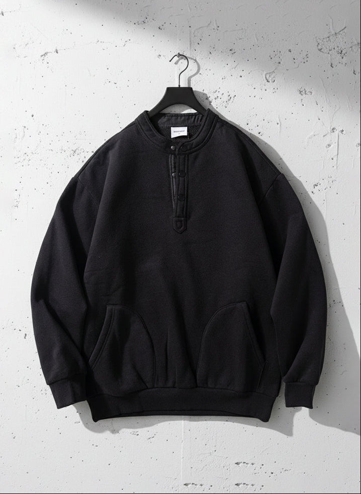 Henley Neck Brushed Fleece Lined Shirt｜BM-T-128