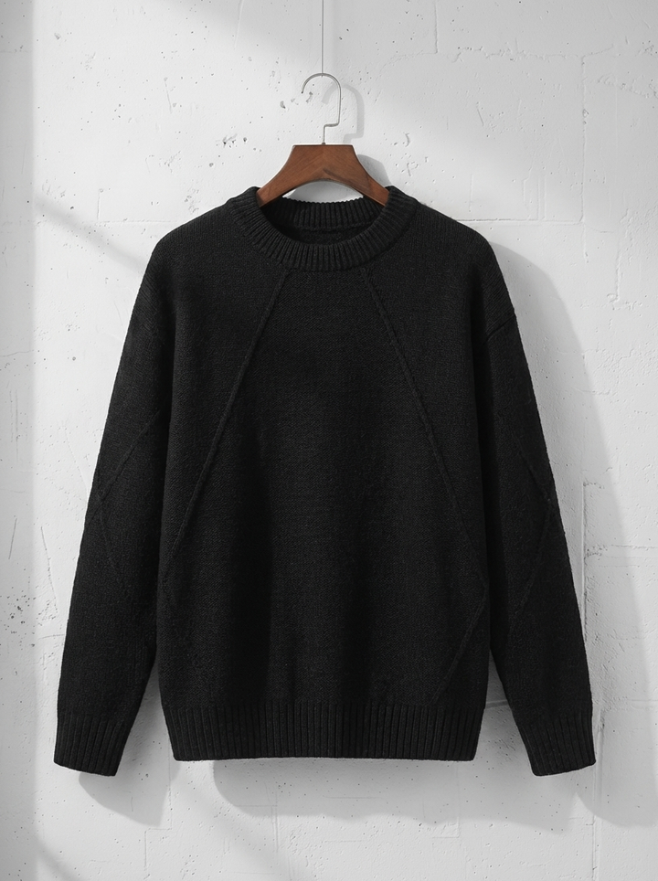 Warm Solid Texture Round Neck Sweater｜BM-T-132