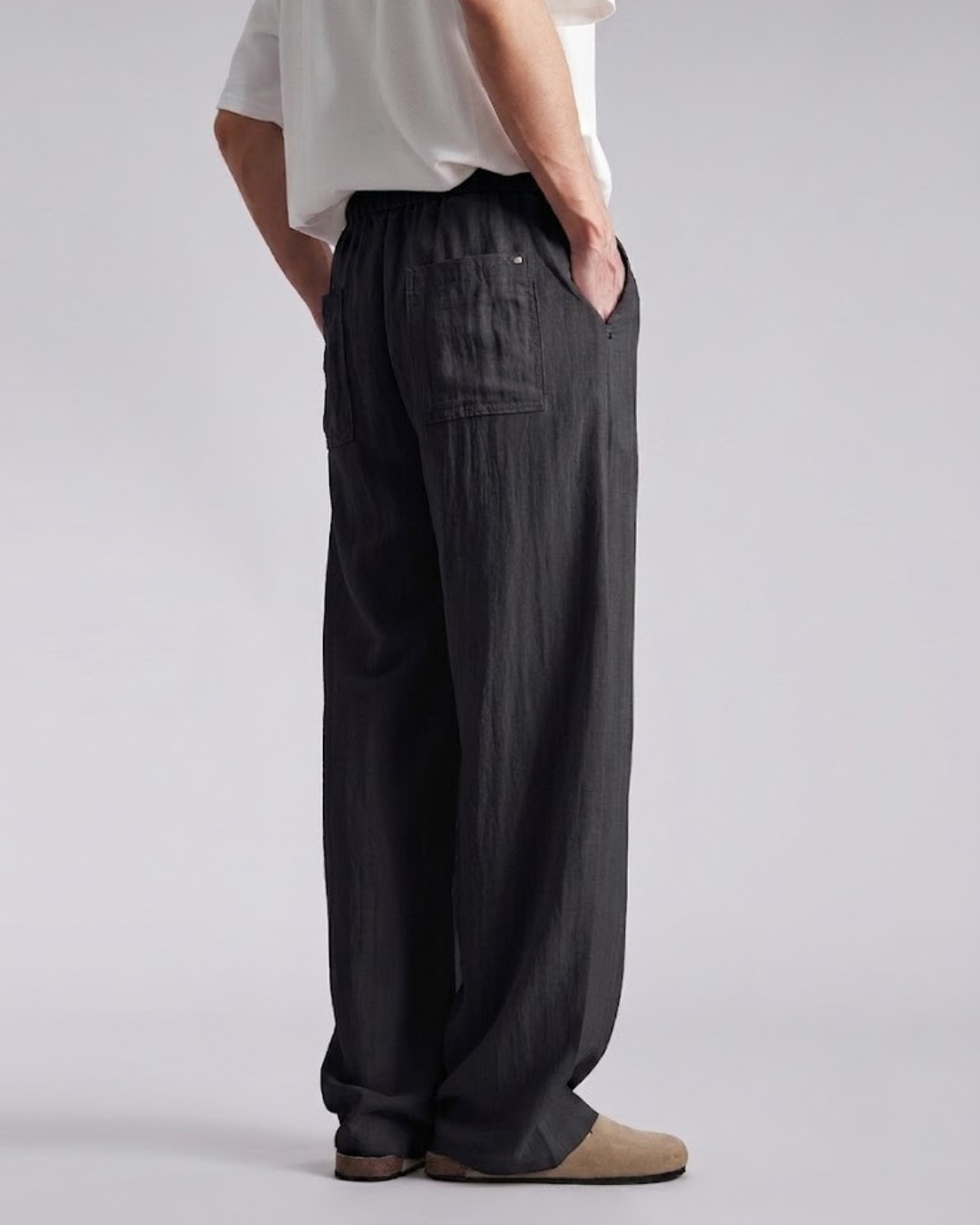 Lyocell-Linen Side-Seam Fluid Trousers｜BM-B-150
