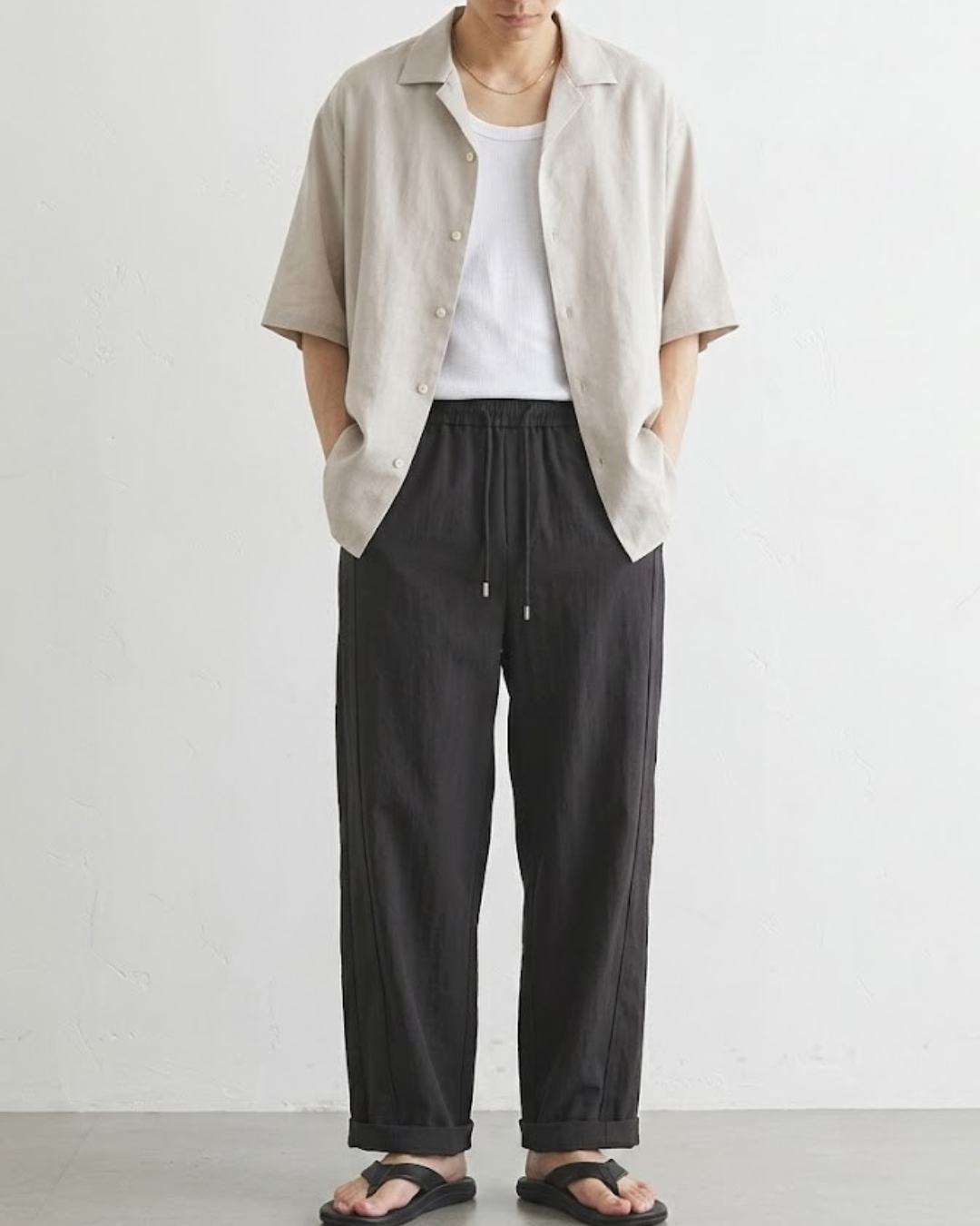 Lyocell-Linen Side-Seam Fluid Trousers｜BM-B-150