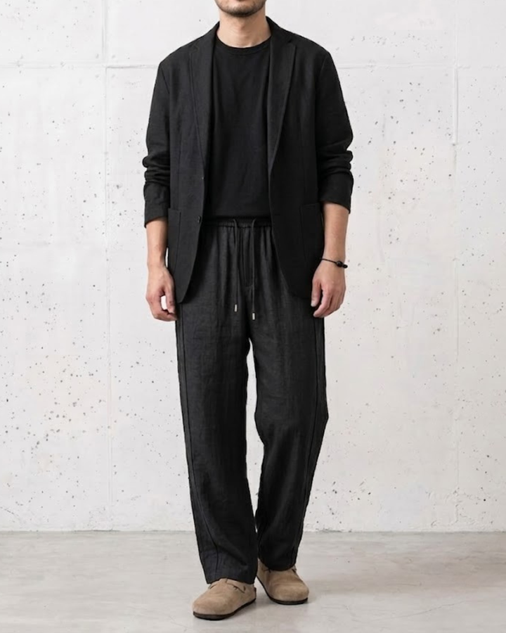 Lyocell-Linen Side-Seam Fluid Trousers｜BM-B-150