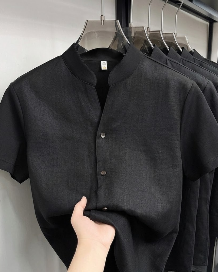 Minimal Mao Collar Short Sleeve Shirt｜BM-T-170