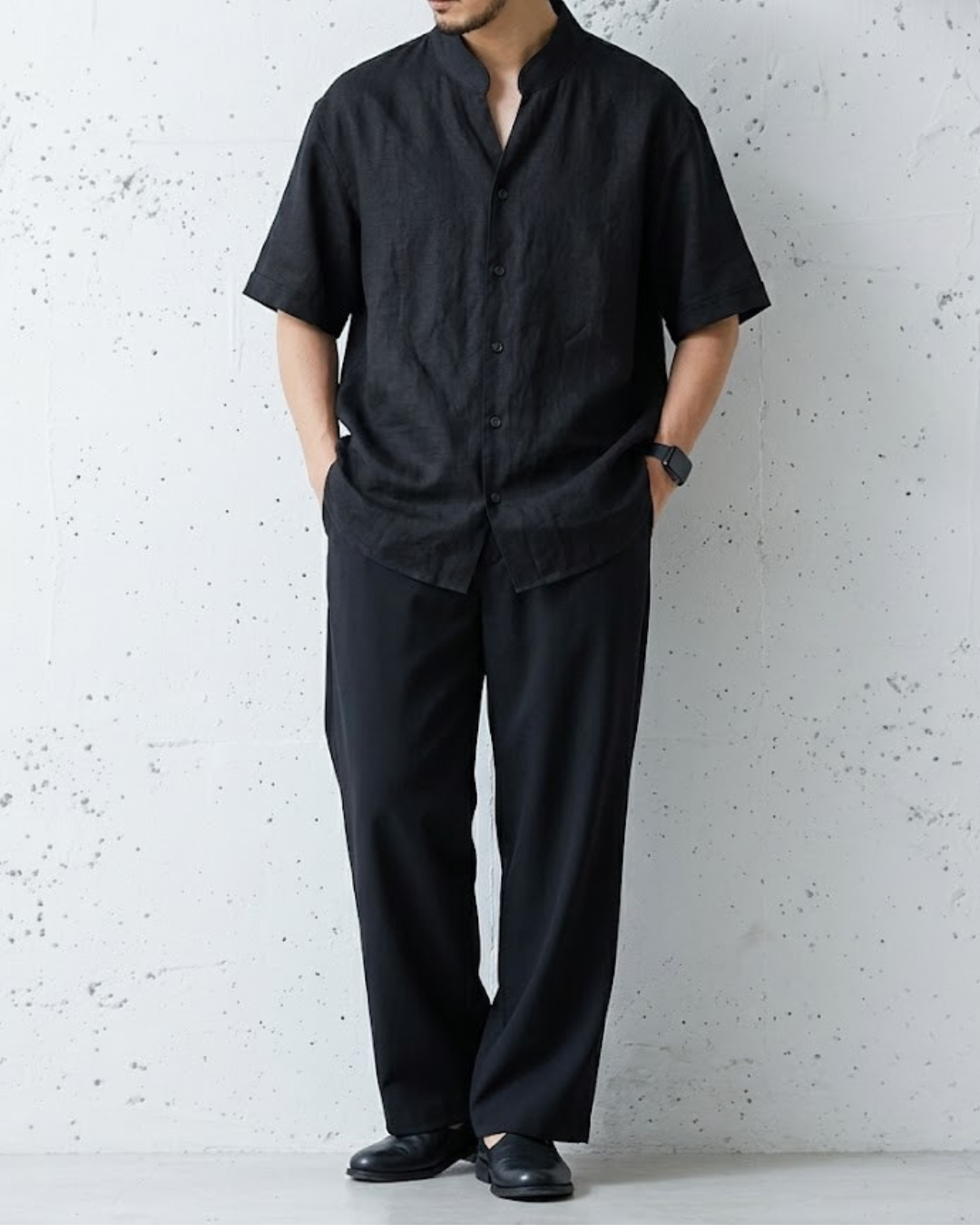 Minimal Mao Collar Short Sleeve Shirt｜BM-T-170