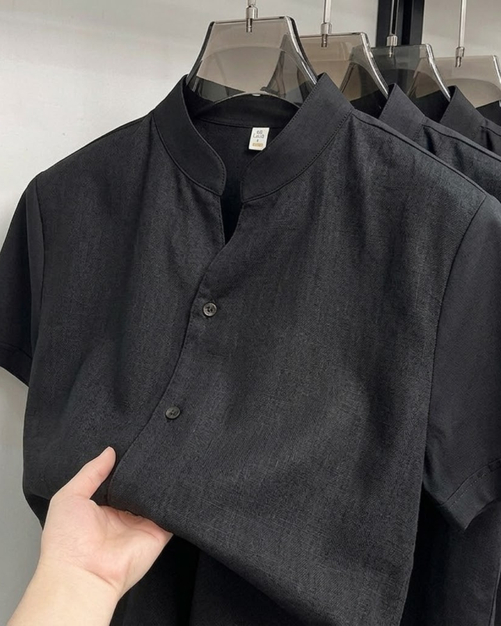 Minimal Mao Collar Short Sleeve Shirt｜BM-T-170
