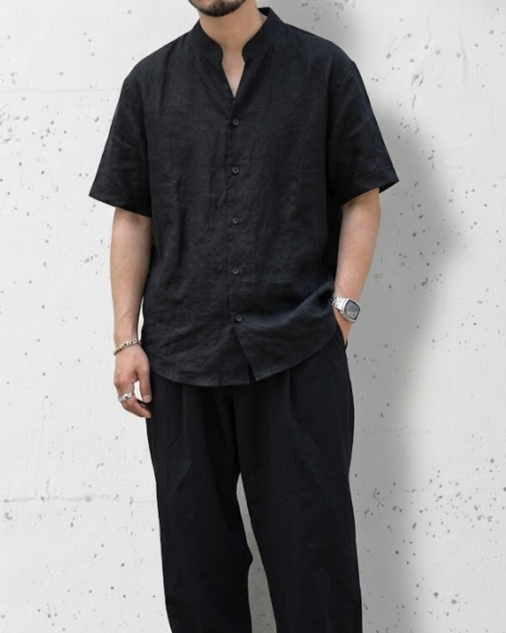 Minimal Mao Collar Short Sleeve Shirt｜BM-T-170