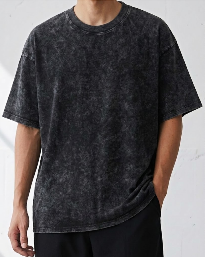 Vintage Texture Washed Half Sleeve Tee｜BM-T-123