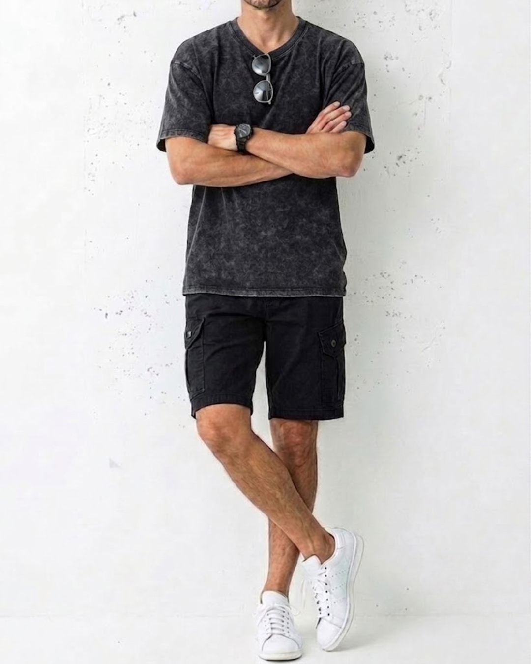 Vintage Texture Washed Half Sleeve Tee｜BM-T-123