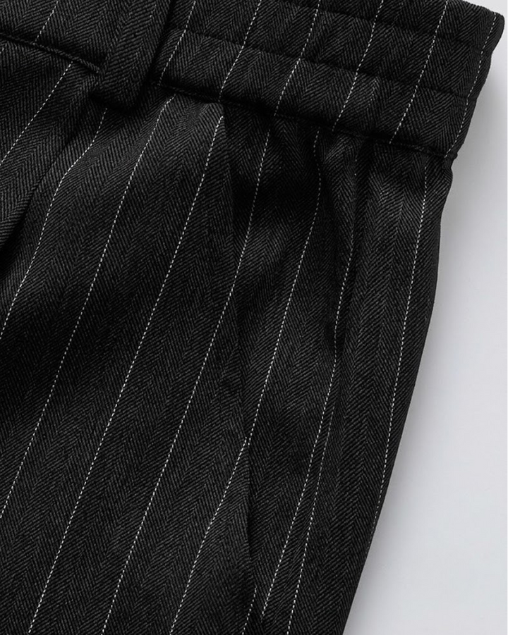 High-Drape Straight Pinstripe Trousers｜BM-B-151