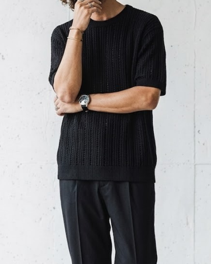 Open-Work Summer Mesh Knit Tee｜BM-T-171