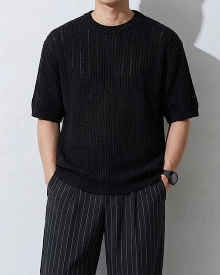 Open-Work Summer Mesh Knit Tee｜BM-T-171