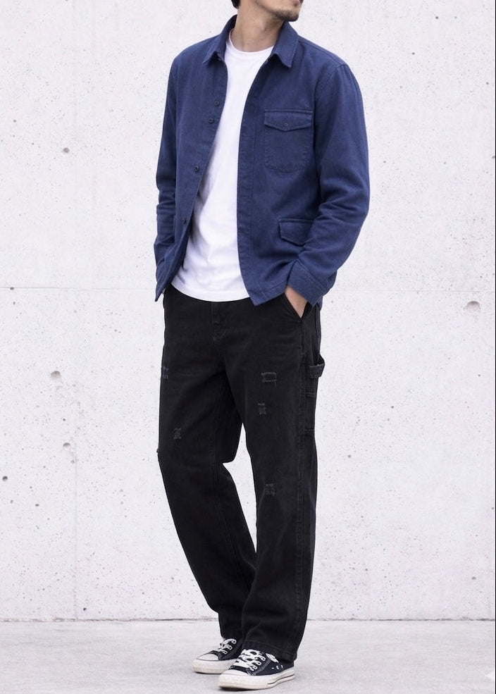 Vintage-Washed Pearl Canvas Work Pants｜BM-B-137