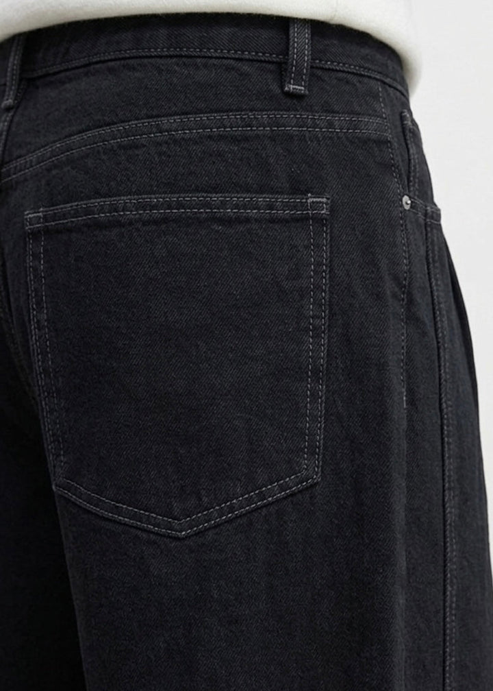 3D Arc-Cut Wide-Leg Black Trousers｜BM-B-138