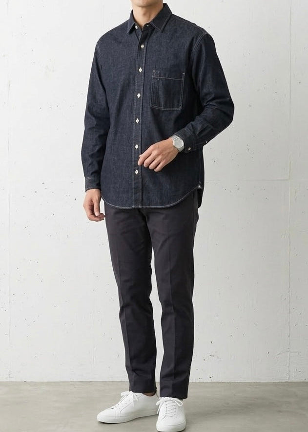 Fade-Resistant Lyocell Denim Shirt｜BM-T-159