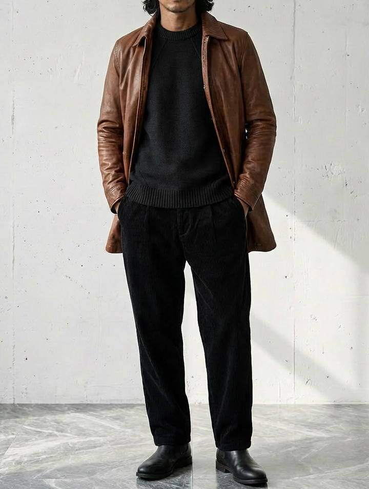 Warm Solid Texture Round Neck Sweater｜BM-T-132