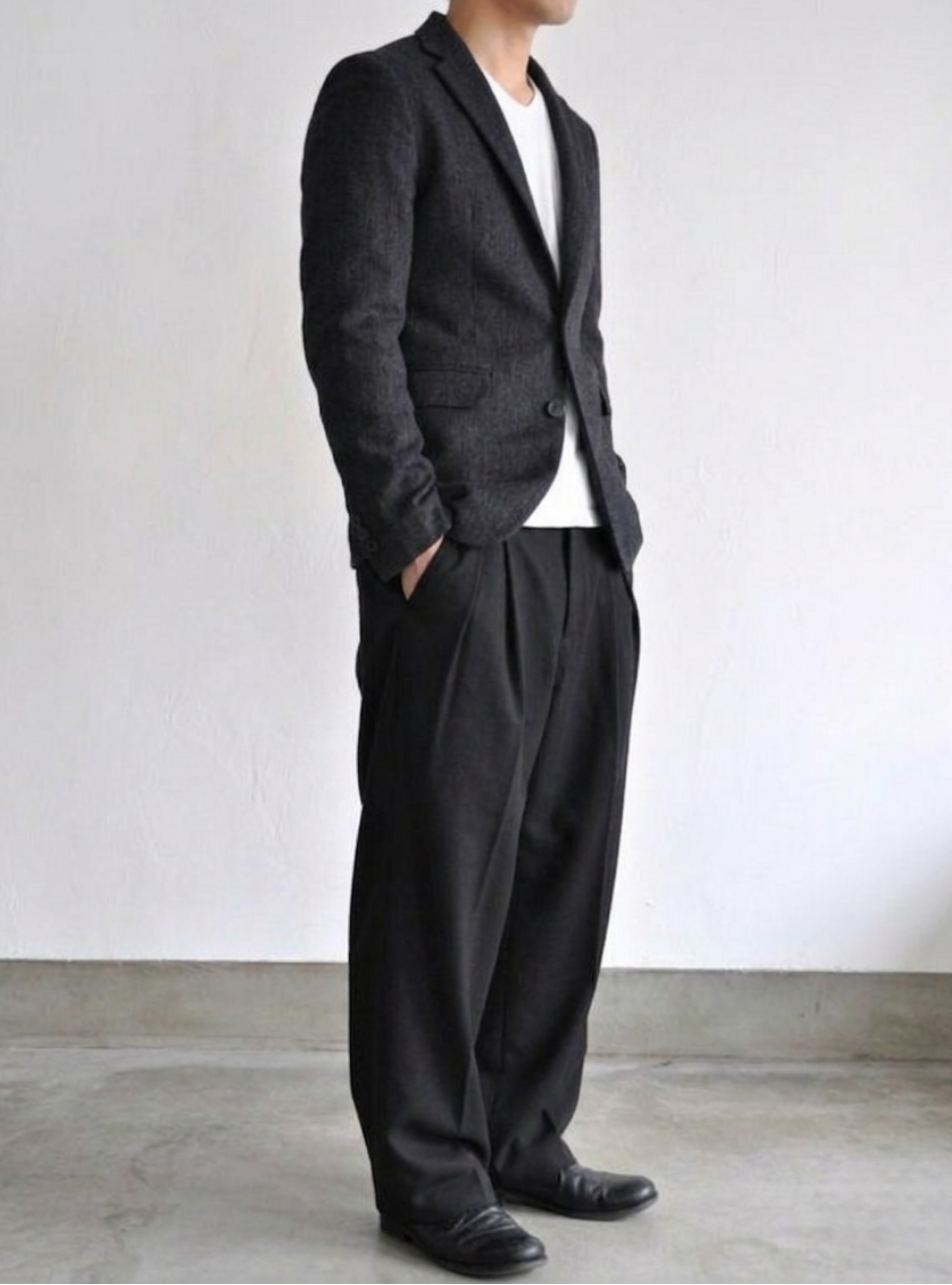 Architectural Wide-Leg Noir Trousers｜BM-B-139