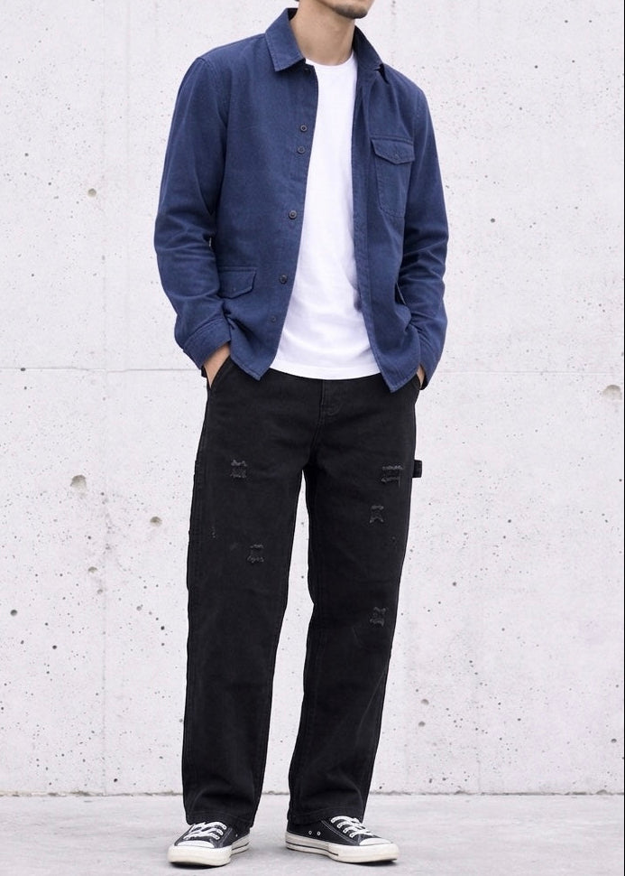 Vintage-Washed Pearl Canvas Work Pants｜BM-B-137