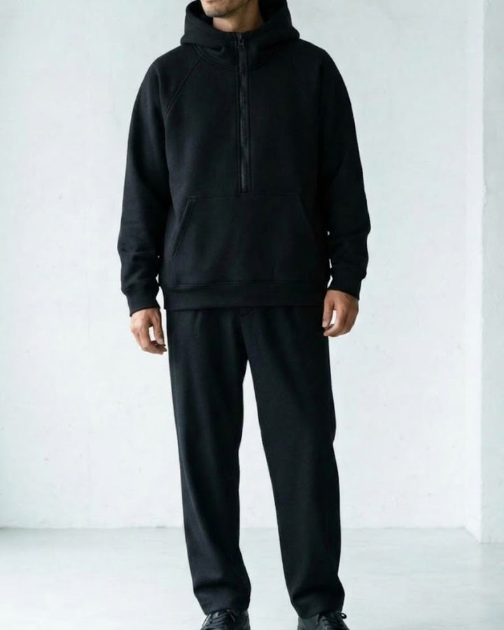 Fleece Pullover Hoodie Half Zip Design｜BM-T-127