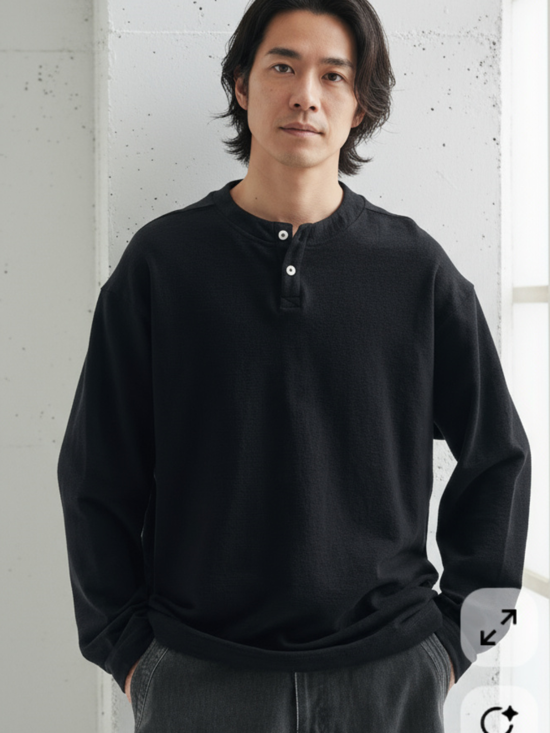 Henley Neck Long Sleeve T-Shirt｜BM-T-114