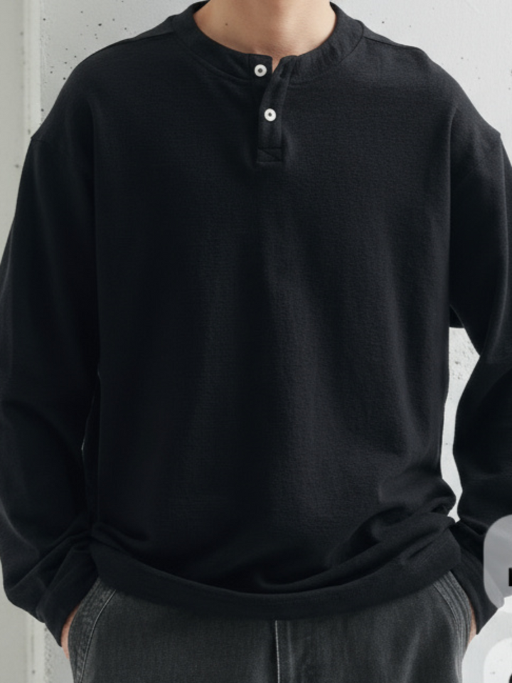 Henley Neck Long Sleeve T-Shirt｜BM-T-114