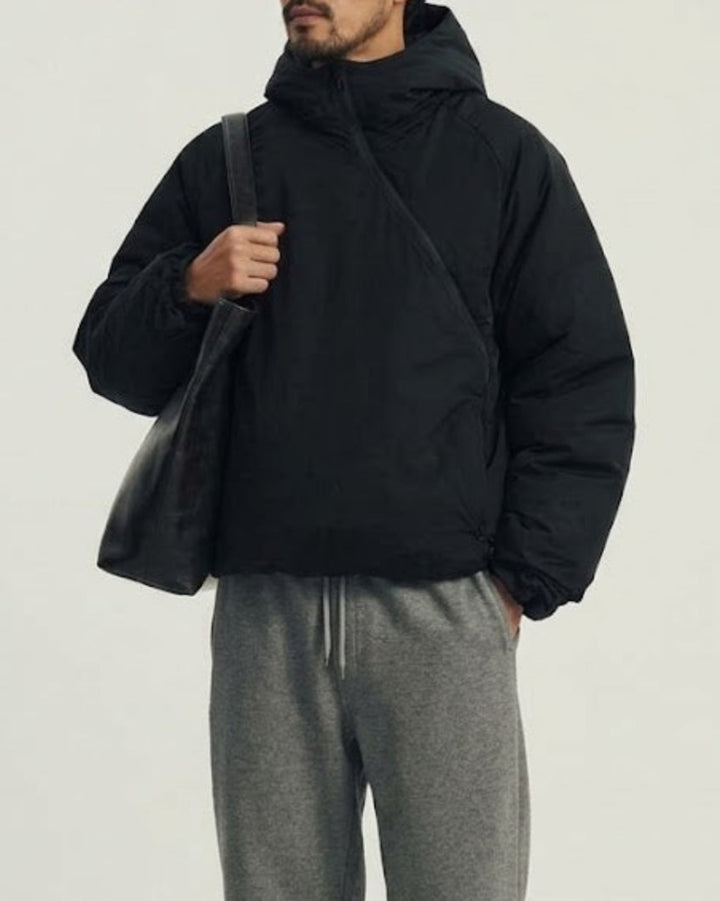 Diagonal Zip Hooded Padded Jacket｜BM-O-151