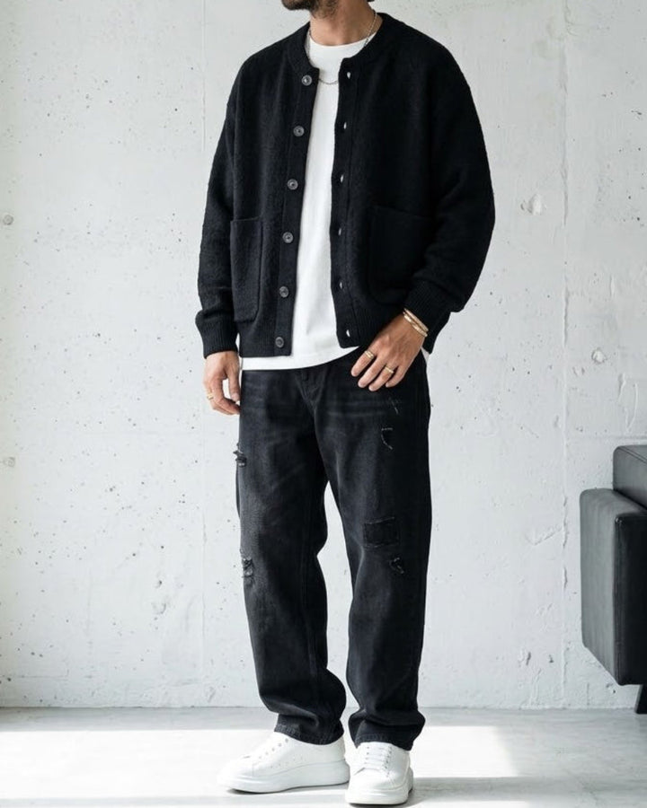 Crewneck Textured Knit Cardigan Jacket｜BM-T-175