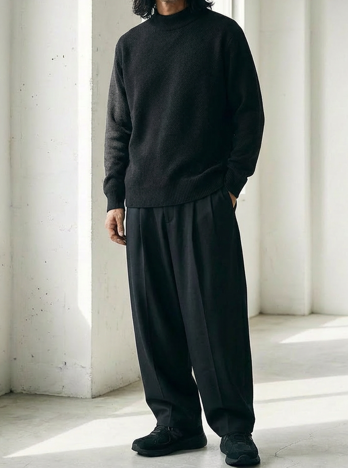 Fleece Knit Pullover Half Neck Sweater｜BM-T-136