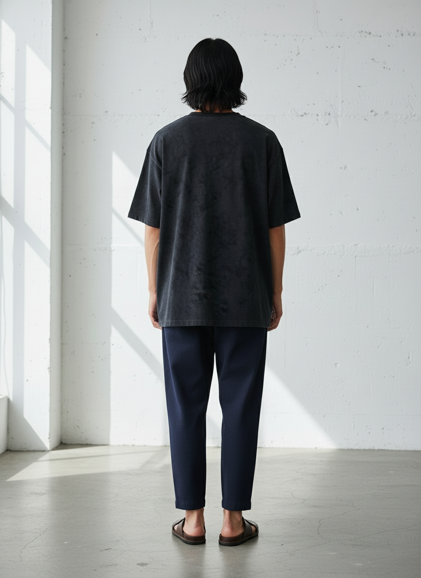 Vintage Texture Washed Half Sleeve Tee｜BM-T123