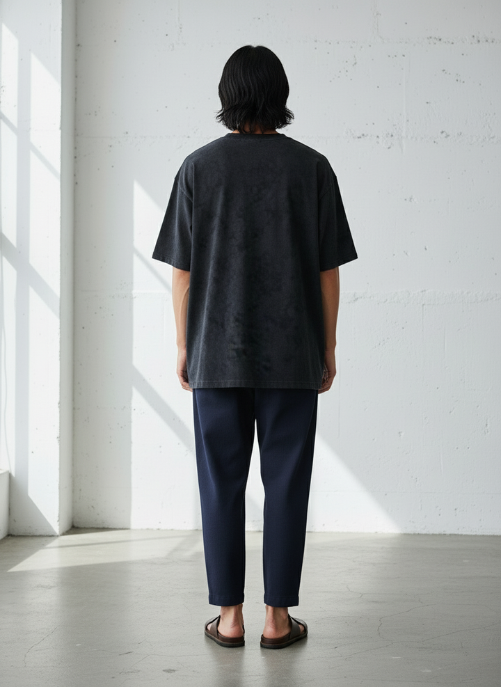 Vintage Texture Washed Half Sleeve Tee｜BM-T123